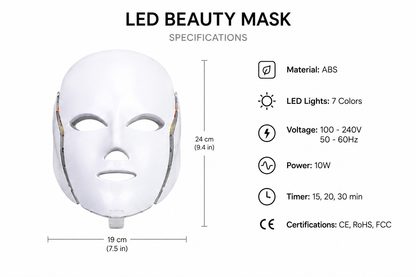 Blue Red Light Therapy Mask for Face, 7 Colors LED Face Mask Light Therapy